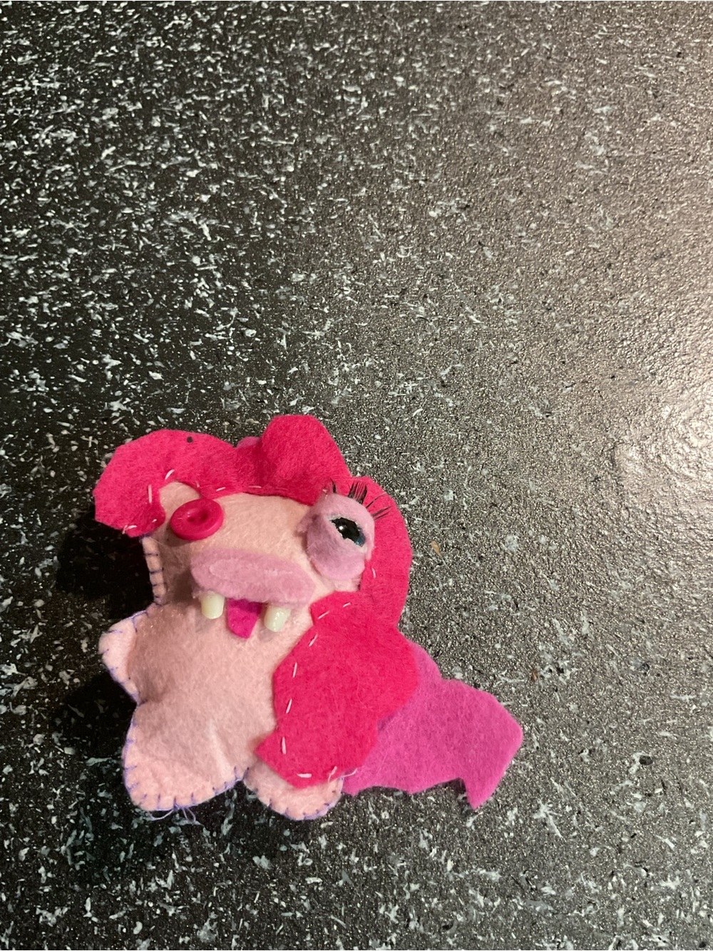 Handmade fuggler Pinkie pie Plush Felt Pony Toy with Bright Pink Mane